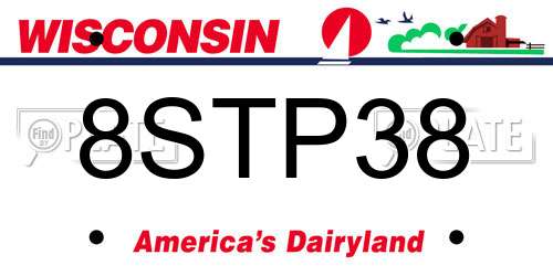 8STP38 Wisconsin License Plate
