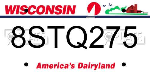8STQ275 Wisconsin License Plate