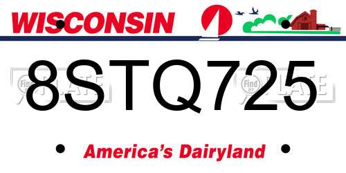 8STQ725 Wisconsin License Plate