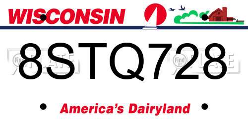 8STQ728 Wisconsin License Plate
