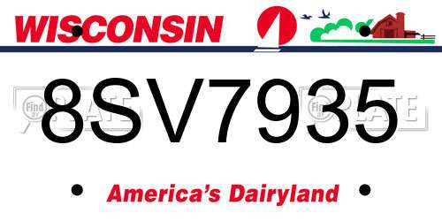 8SV7935 Wisconsin License Plate