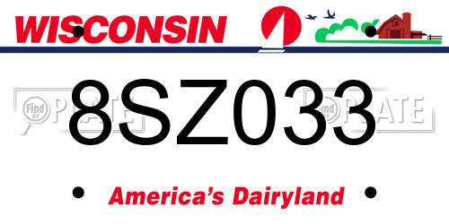 8SZ033 Wisconsin License Plate