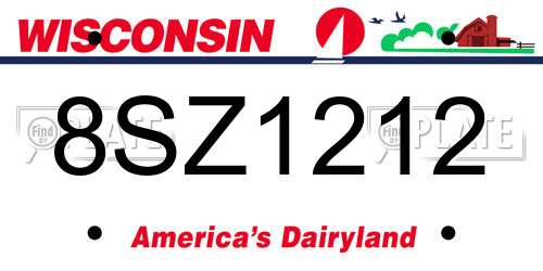 8SZ1212 Wisconsin License Plate