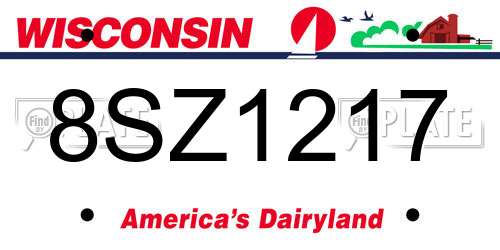 8SZ1217 Wisconsin License Plate