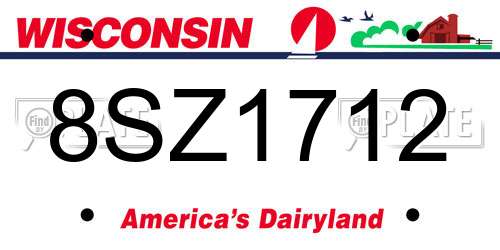 8SZ1712 Wisconsin License Plate