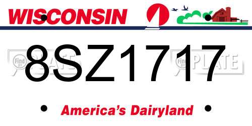 8SZ1717 Wisconsin License Plate