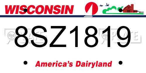 8SZ1819 Wisconsin License Plate