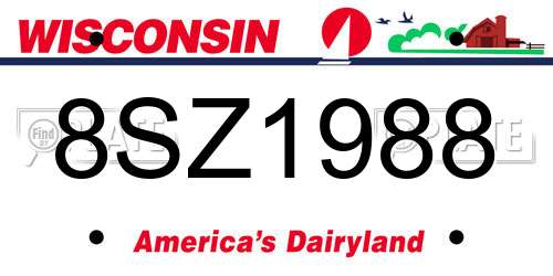 8SZ1988 Wisconsin License Plate