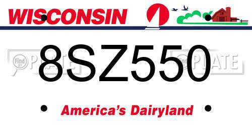 8SZ550 Wisconsin License Plate