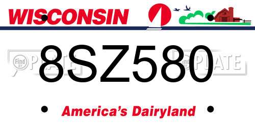 8SZ580 Wisconsin License Plate