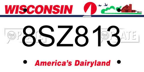 8SZ813 Wisconsin License Plate