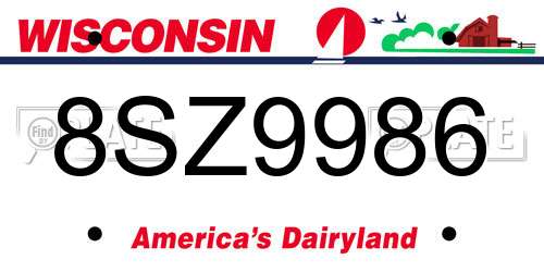 8SZ9986 Wisconsin License Plate