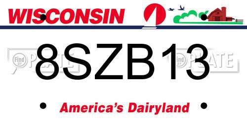 8SZB13 Wisconsin License Plate