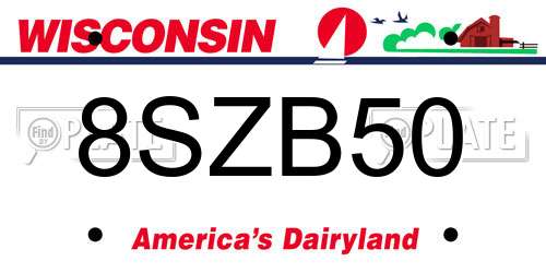 8SZB50 Wisconsin License Plate