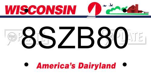 8SZB80 Wisconsin License Plate