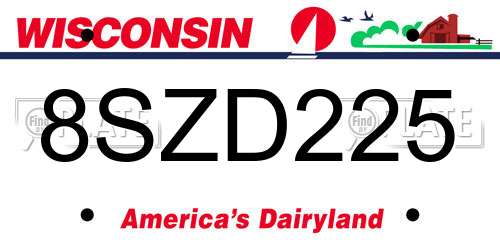 8SZD225 Wisconsin License Plate