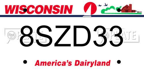 8SZD33 Wisconsin License Plate