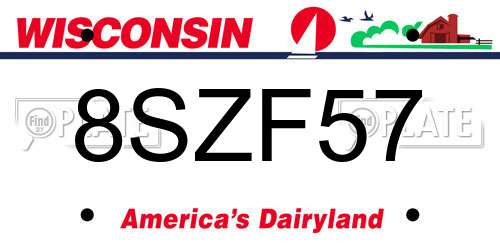 8SZF57 Wisconsin License Plate