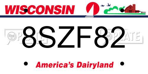 8SZF82 Wisconsin License Plate