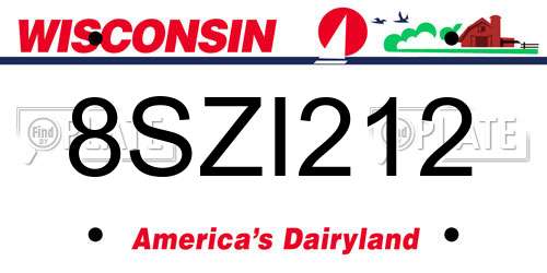 8SZI212 Wisconsin License Plate