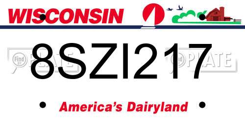 8SZI217 Wisconsin License Plate
