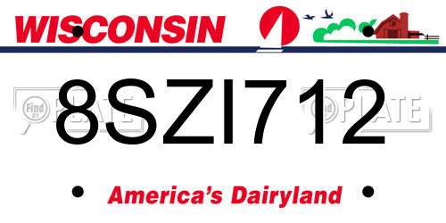 8SZI712 Wisconsin License Plate