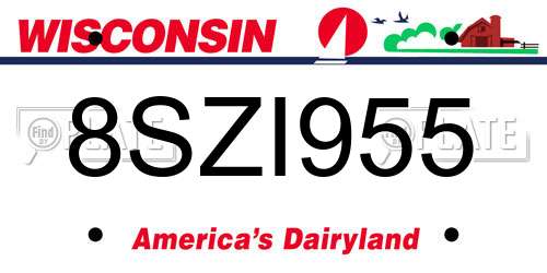 8SZI955 Wisconsin License Plate