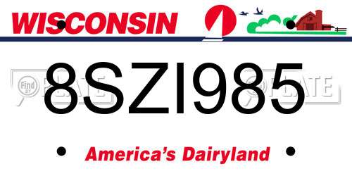 8SZI985 Wisconsin License Plate