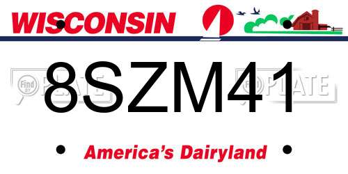 8SZM41 Wisconsin License Plate