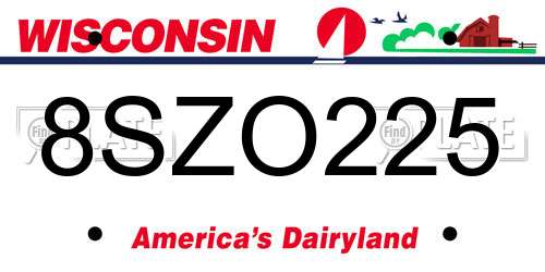 8SZO225 Wisconsin License Plate
