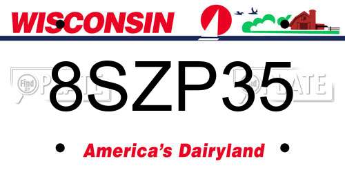 8SZP35 Wisconsin License Plate