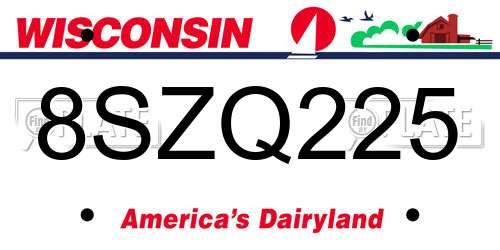 8SZQ225 Wisconsin License Plate