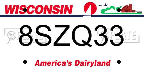 8SZQ33 Wisconsin License Plate