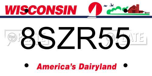 8SZR55 Wisconsin License Plate