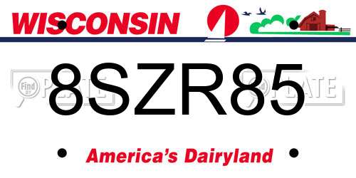 8SZR85 Wisconsin License Plate