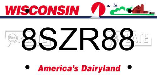 8SZR88 Wisconsin License Plate