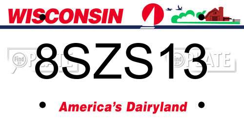 8SZS13 Wisconsin License Plate