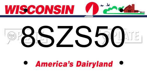 8SZS50 Wisconsin License Plate