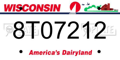 8T07212 Wisconsin License Plate