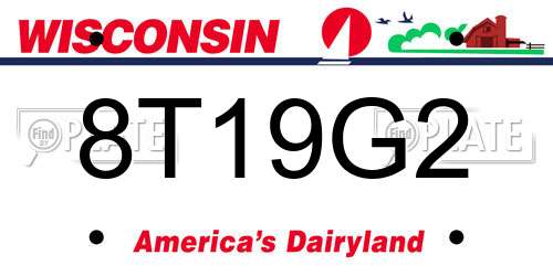 8T19G2 Wisconsin License Plate