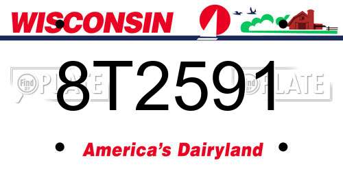 8T2591 Wisconsin License Plate