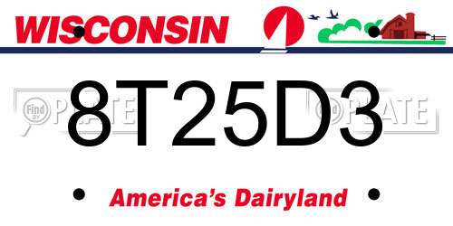 8T25D3 Wisconsin License Plate