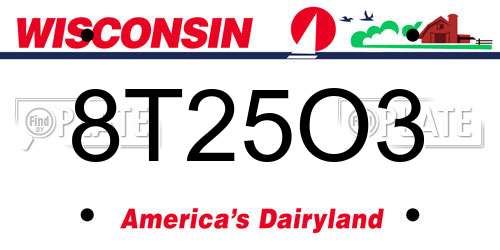 8T25O3 Wisconsin License Plate