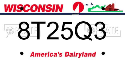 8T25Q3 Wisconsin License Plate