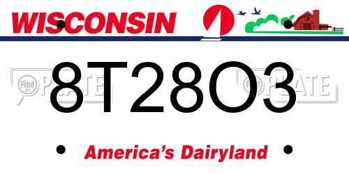 8T28O3 Wisconsin License Plate
