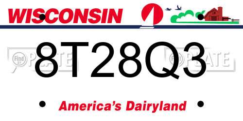 8T28Q3 Wisconsin License Plate