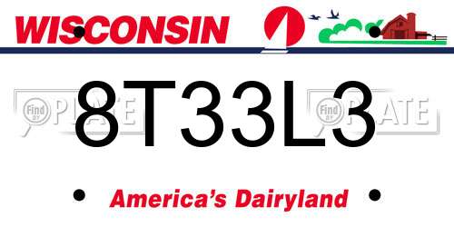 8T33L3 Wisconsin License Plate