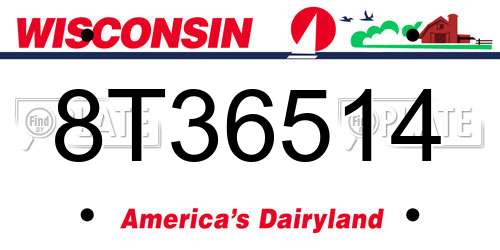 8T36514 Wisconsin License Plate