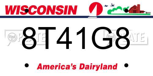 8T41G8 Wisconsin License Plate