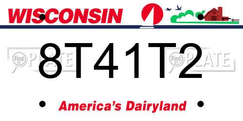 8T41T2 Wisconsin License Plate